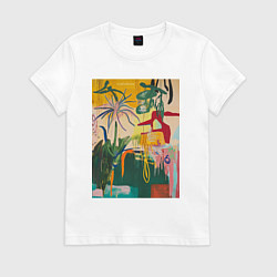 Женская футболка Тропическая цветочная абстракция