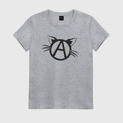 Футболка хлопковая женская Cat anarchy, цвет: меланж