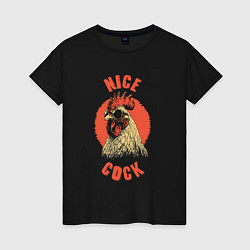 Футболка хлопковая женская Милый петушок, цвет: черный