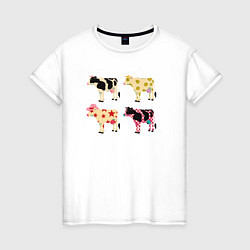 Женская футболка Милые коровы поп-арт