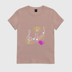 Женская футболка Музыка это моя любовь на темном фоне