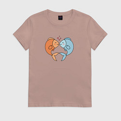 Женская футболка Влюбленные рыбки с сердечками