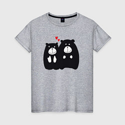 Футболка хлопковая женская Влюблённые мишки, цвет: меланж