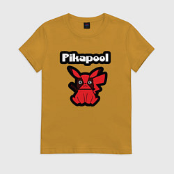 Футболка хлопковая женская Pikapool, цвет: горчичный