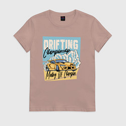 Футболка хлопковая женская Drifting championship, цвет: пыльно-розовый