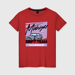 Футболка хлопковая женская Midnight drifting, цвет: красный