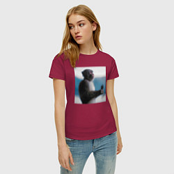 Футболка хлопковая женская Важный звонок, цвет: маджента — фото 2