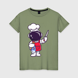 Женская футболка Повар космонавт с рыбкой