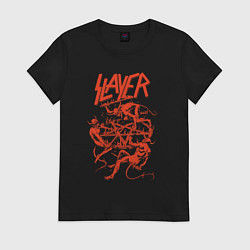 Футболка хлопковая женская Slayer Demon Skull, цвет: черный