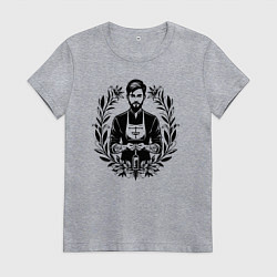 Футболка хлопковая женская Фармацевт в цветочном ореоле, цвет: меланж