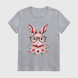 Женская футболка Розовая зайка с бубльгумом