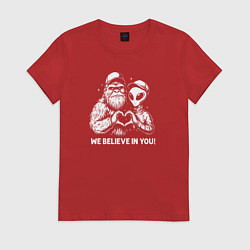 Футболка хлопковая женская Мы верим в тебя, цвет: красный