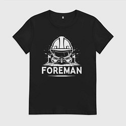 Женская футболка Прораб каска маска и очки