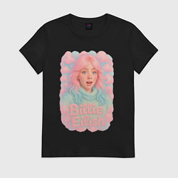 Женская футболка Билли Айлиш в розовыми волосами