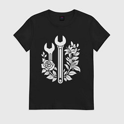 Женская футболка Рожковые ключи в розах