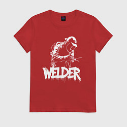Женская футболка Сварщик в работе