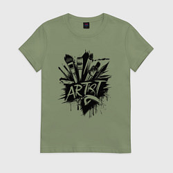 Женская футболка Художник букет из кистей