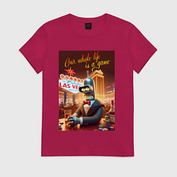 Футболка хлопковая женская Бендер игрок в казино - Лас Вегас, цвет: маджента