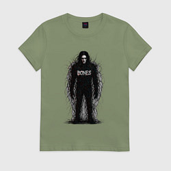 Футболка хлопковая женская Bones horror style, цвет: авокадо