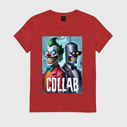 Футболка хлопковая женская Joker and Bender - collab, цвет: красный