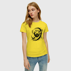 Футболка хлопковая женская Космический мяч гандбол, цвет: желтый — фото 2