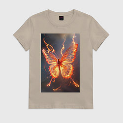 Футболка хлопковая женская Огненная бабочка, цвет: миндальный