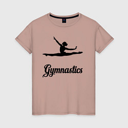 Футболка хлопковая женская Гимнастка прыжок, цвет: пыльно-розовый