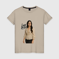 Футболка хлопковая женская Lana Del Rey в белой блузке, цвет: миндальный