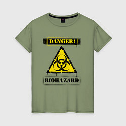 Женская футболка Attention biohazard - danger