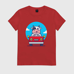 Женская футболка Коровка водитель