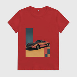 Женская футболка Ретрофутуризм спорткар поп-арт 1970-е