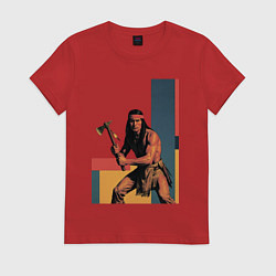 Женская футболка Индеец с томагавком поп-арт