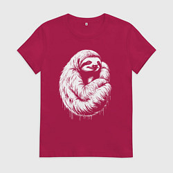 Женская футболка Ленивец белой краской