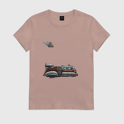 Женская футболка Летающая пожарная машина ретрофутуризм