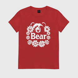 Женская футболка Медведь в цветах
