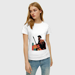 Футболка хлопковая женская Спартанец поп-арт, цвет: белый — фото 2