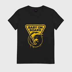 Женская футболка Чужой на борту - предупреждающий знак