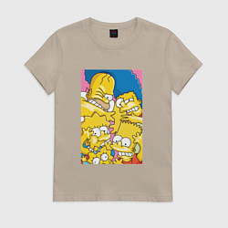 Женская футболка Симпсоны семья под стеклом