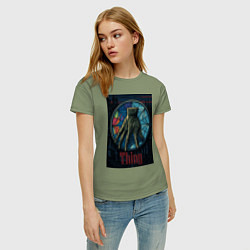 Футболка хлопковая женская Вещь - Уэнсдей, цвет: авокадо — фото 2