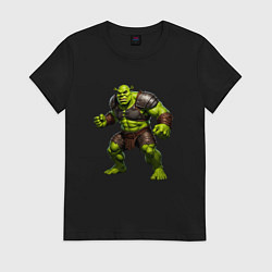 Футболка хлопковая женская Невероятный Шрек, цвет: черный