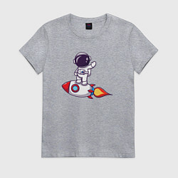 Футболка хлопковая женская Space man rocket, цвет: меланж