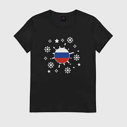Футболка хлопковая женская Russian sun, цвет: черный