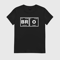 Футболка хлопковая женская Брат бро - химическими элементами, цвет: черный