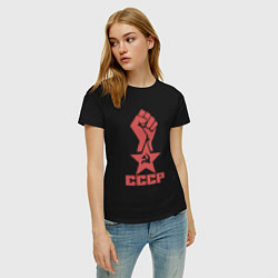 Футболка хлопковая женская Сила СССР, цвет: черный — фото 2