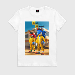 Футболка хлопковая женская Ёжик Соник и ехидна пустились во все тяжкие, цвет: белый