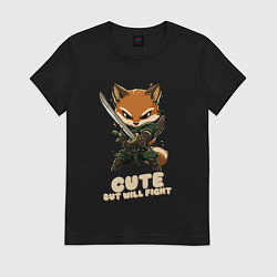 Футболка хлопковая женская Милый но готов драться, цвет: черный
