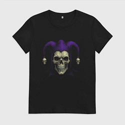 Футболка хлопковая женская Скелет паяц, цвет: черный