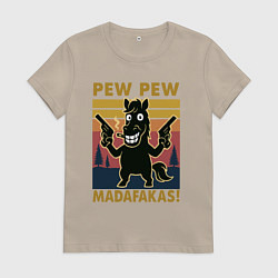 Женская футболка Пеу пеу мадафакас - лошадь с пистолетами