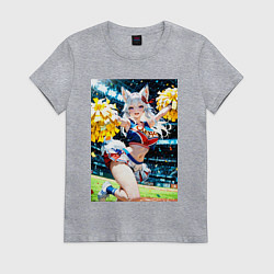 Футболка хлопковая женская Жаркая поддержка от лисицы, цвет: меланж