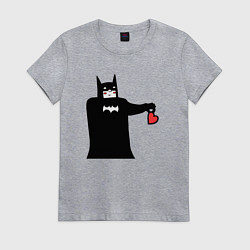 Футболка хлопковая женская Сердечко Бэтмена, цвет: меланж